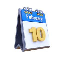 3D Calendar February Date 10