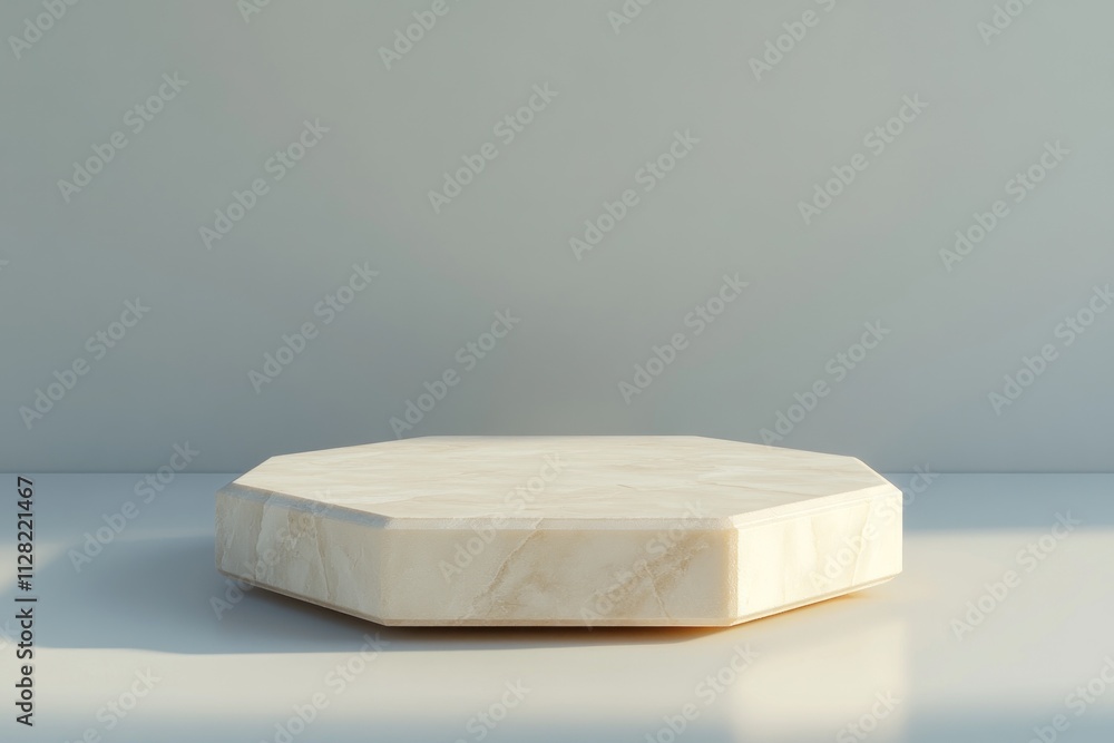 Aufkleber a smooth, octagonal marble surface on a minimalistic background.