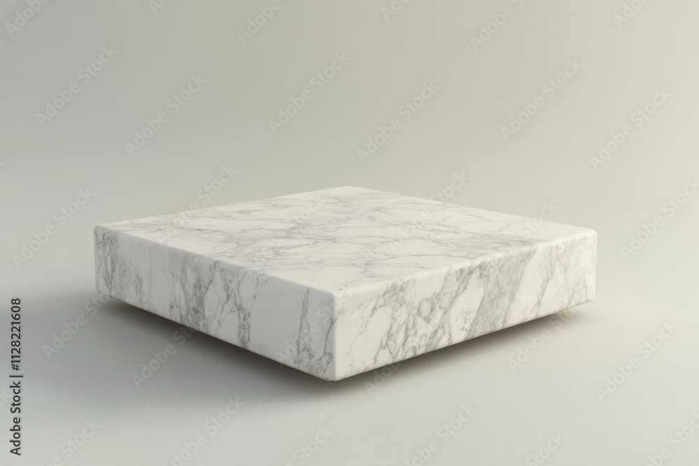 Poster A square marble slab with a smooth surface and intricate veining.