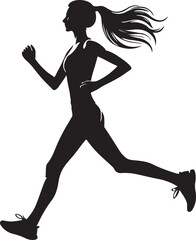 Jogging woman silhouette vector art