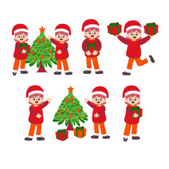 Cheerful Girl Wearing Christmas Illustration