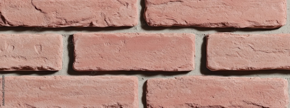 Aufkleber a close-up view of textured pink bricks arranged in a wall pattern.