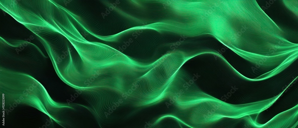 Poster Abstract green waves creating a smooth, flowing texture.