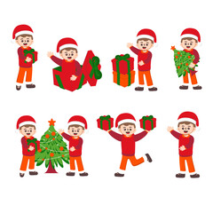 Cheerful Boy Wearing Christmas Illustration