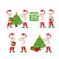 Kids Wearing Cow Outfit when Christmas Illustration