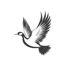 Obraz premium Monochrome illustration of a goose in flight.