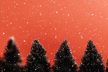 Snowfall over evergreen trees winter wonderland nature scene serene atmosphere close-up view seasonal beauty