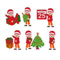 Cheerful Girl Wearing Christmas Illustration