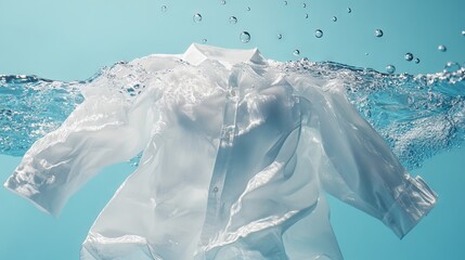 Obraz premium White Shirt Dress Floating in Water with Bubbles AI generated illustration