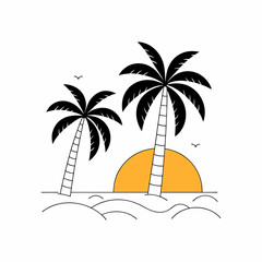 Stylized Tropical Landscape Artwork