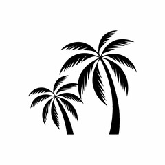 Stylized Tropical Palm Tree Pair Illustration