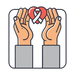 cartoon of a pair of hands holding a heart icon
