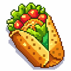 Fototapeta premium Pixel Art Taco Colorful Retro Inspired Food Illustration
