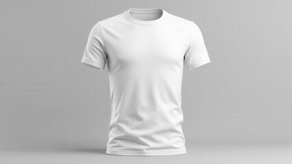 A modern 3D T-Shirt mockup with short sleeves, featuring a blank design, soft lighting, and a neutral background for clean customization