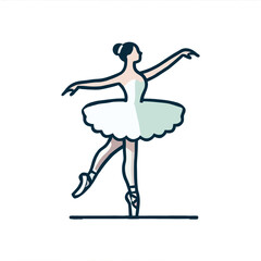 Illustration of a ballerina in a classic tutu doing a graceful pirouette © Ngilustrasi