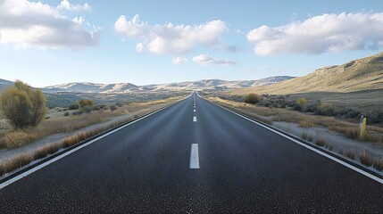 Expansive Rural Highway Winding Through Serene Countryside Landscape