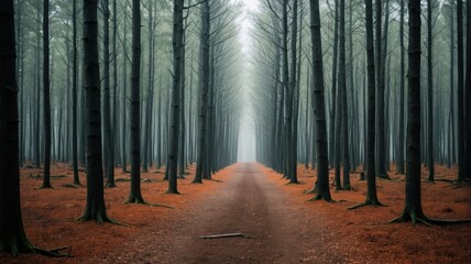 a path through a forest with tall trees