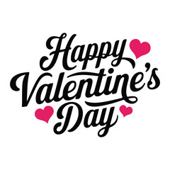Happy Valentine's Day Calligraphy hand lettering with Pink Hearts