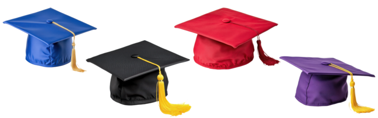 PNG colorful graduation caps set