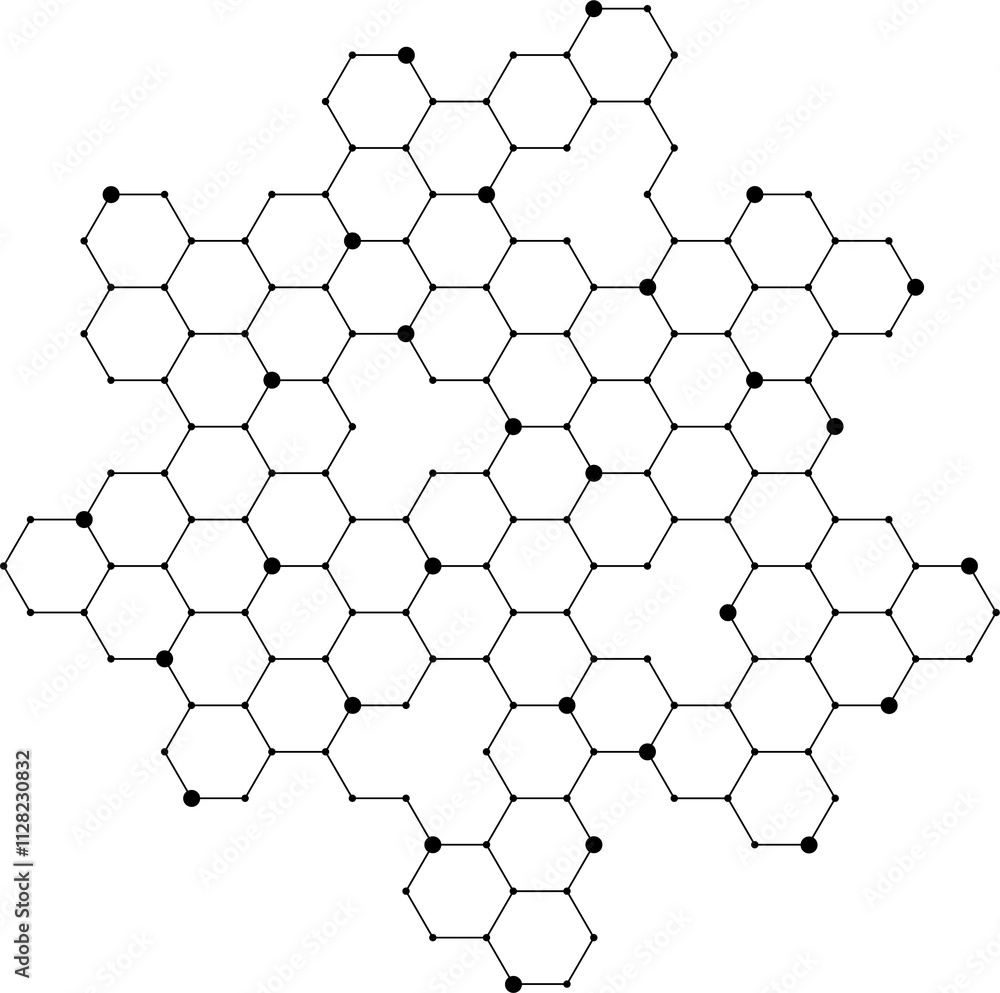 Poster vector banner design, abstract geometric pattern with lines, white background with hexagon pattern.