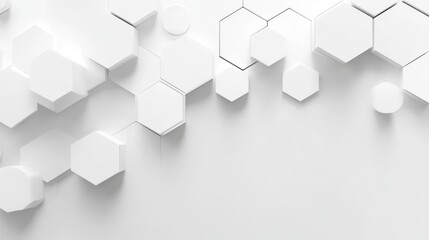 white background with hexagonal shapes in white tones. technological shapes. technology wallpaper 