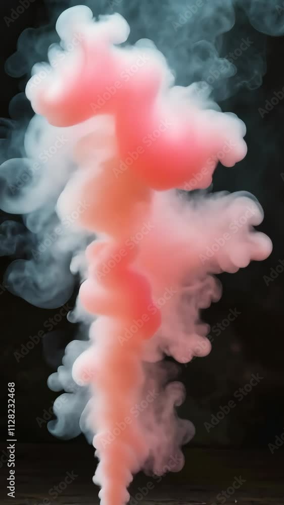 Poster colorful smoke swirls in a dark setting create a mesmerizing visual display of pink and white hues
