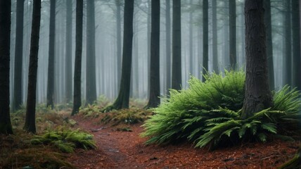 a path through a forest with ferns and ferns