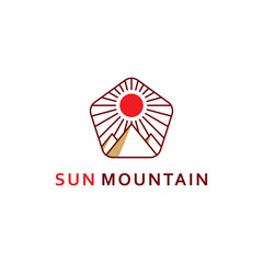 Sun Mountain Logo Design. Sunshine Icon