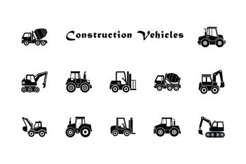 Vector illustration of construction vehicles 