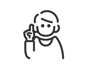 提案する男性のアイコン（線画）のイラスト
