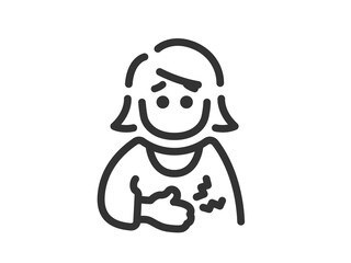 腹痛の女性のアイコン（線画）のイラスト