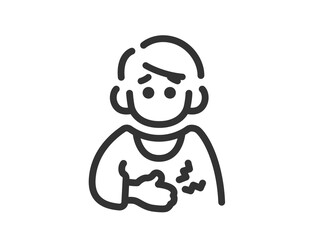 腹痛の男性のアイコン（線画）のイラスト