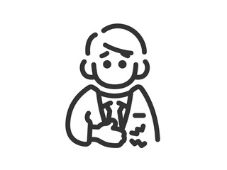 腹痛のビジネスマンのアイコン（線画）のイラスト