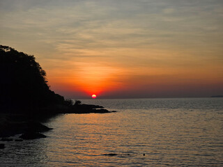 Breathtaking sunset at Koh Munnork Island in Rayong Thailand offers serene escape