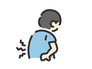 腰痛の男性のアイコン（線画カラー）のイラスト