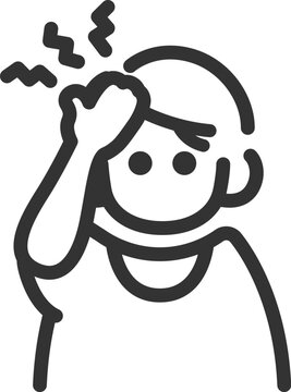 recommend clip art: 頭痛の男性のアイコン（線画）のイラスト