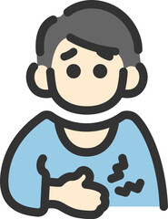 腹痛の男性のアイコン（線画カラー）のイラスト