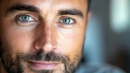 Obraz premium A Close Up Portrait Of A Man With Blue Eyes