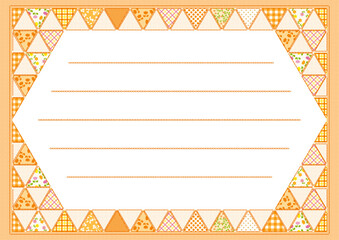 三角パッチワークフレーム_オレンジ系