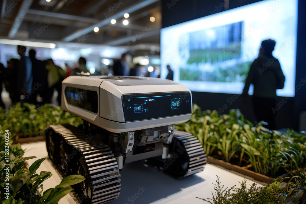 Aufkleber advanced farm robot with sensors for pest detection at technology exhibition
