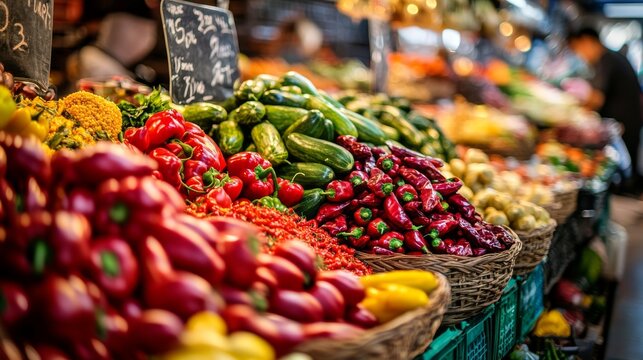 Food in a modern supermarket, assessing options from a wide range of products.