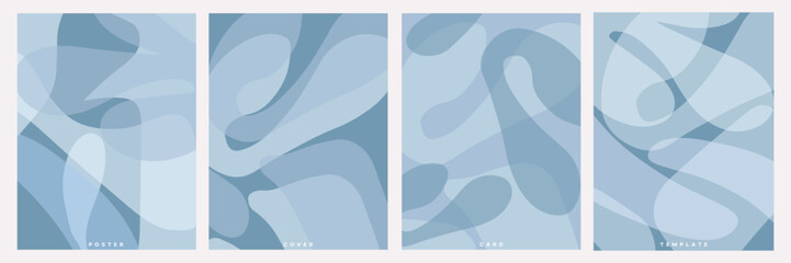 Creative concept of winter set. Modern abstract art design with liquid shapes with overlay effect. Templates for celebration, ads, branding, banner, cover, label, poster, sales