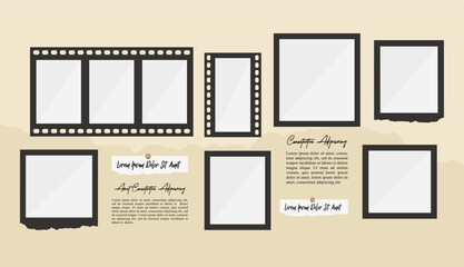 Pictures or photos frame collage comics page grid layout abstract photo frames and digital photo wall template