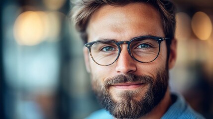 Fototapeta premium A Portrait of a Man Wearing Glasses and a Beard