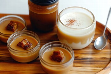 Delicious Creamy Desserts with Caramel and Milk