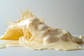 Obraz premium Creamy substance splash, dynamic texture. Perfect for food, beauty, or abstract projects needing a luxurious feel.