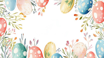 Artistic Happy Easter Greeting Card Template with Abstract Watercolor and Floral Accents