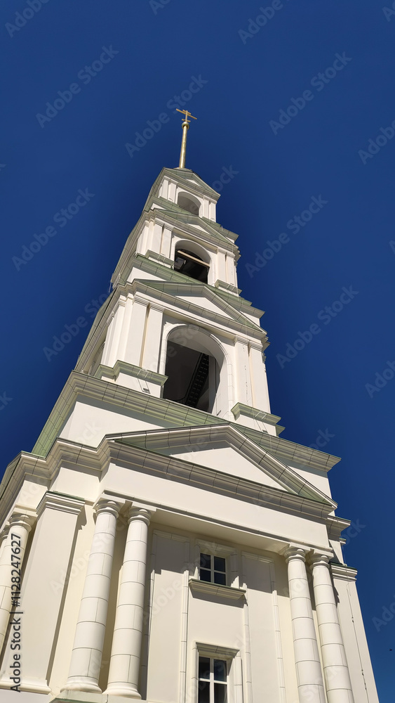 Wall mural Penza, Russia. Bell tower of the Spassky Cathedral. Summer morning