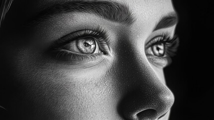 Fototapeta premium A womans eye gazes thoughtfully into the distance