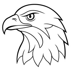 Fototapeta premium Eagle falcon Head Outline vector art black color vector line art isolated on a transparent background